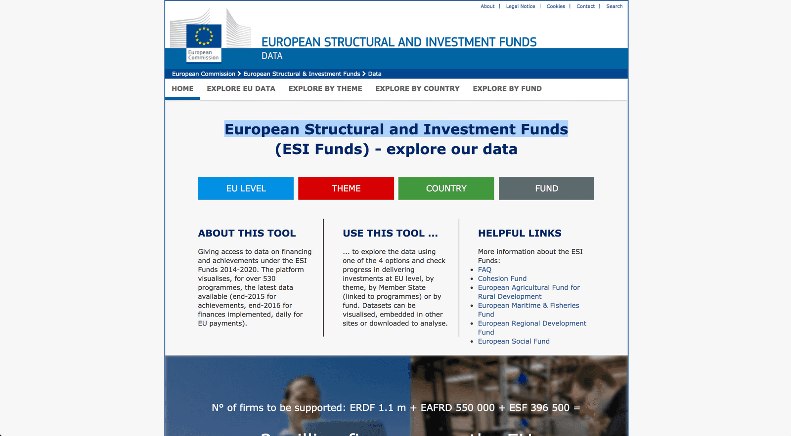 European Structural and Investment Fund Website Screenshot